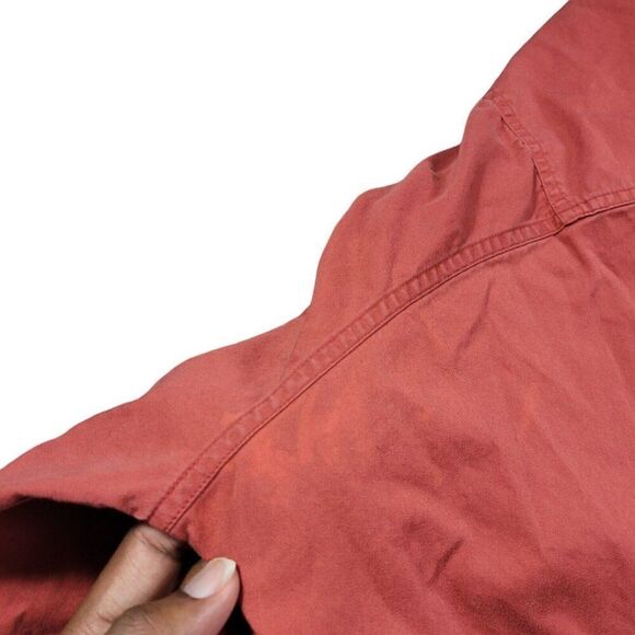 Eddie Bauer Shirt Mens XL Orange Rufton Twill Button Up Outdoors Retro Stains* - Picture 3 of 8